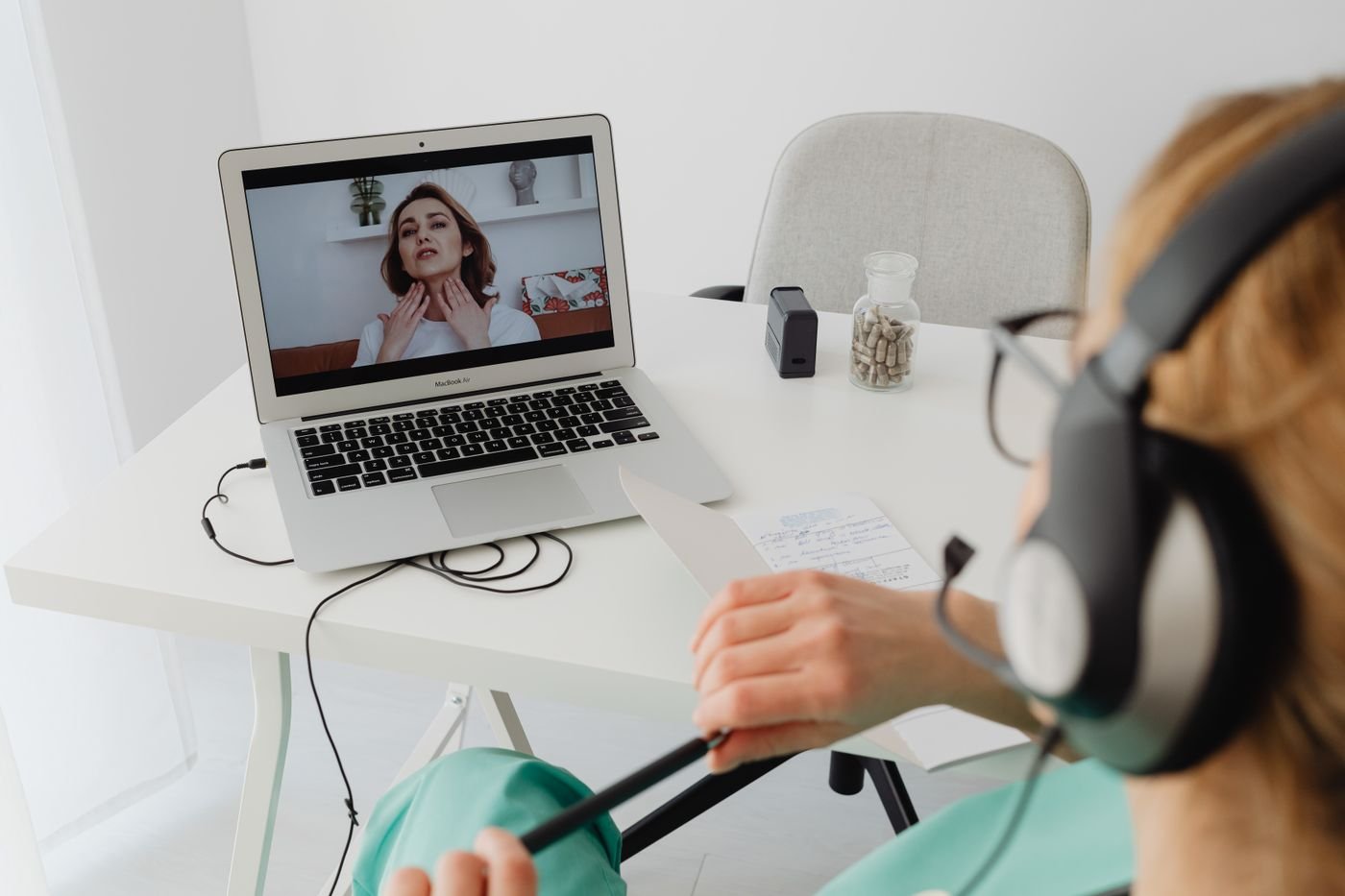 Patient attending a telehealth appointment from home